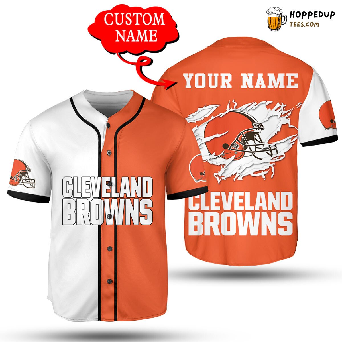 Browns Cleveland NFL Customized Orange White Baseball Jersey Exclusive