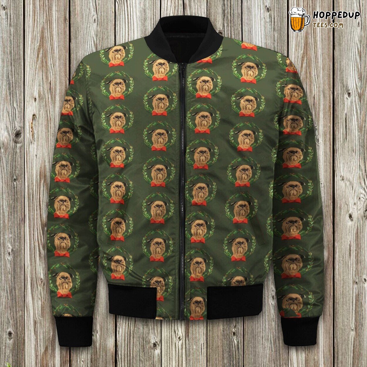 Brussel Griffon Dog Portrait Winter Bomber Jacket Craftsmanship