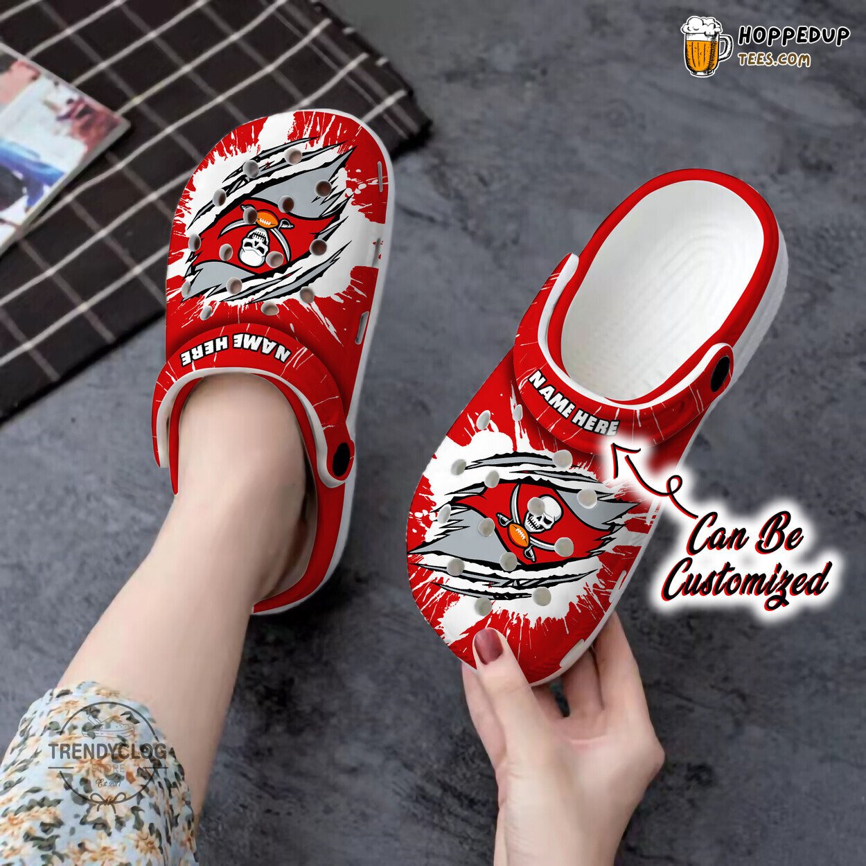 Buccaneers TB Football Ripped Claw Personalized Clog Shoes