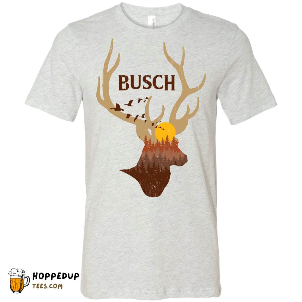 Buck Silhouette Busch Hunting Ash Grey Tee HU