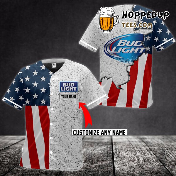 Bud Light American Flag Theme Baseball Jersey Personalized Unique Design