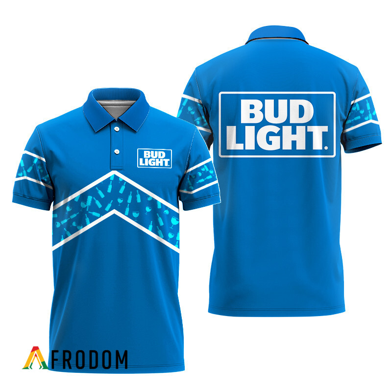 Bud Light Beer Blue Wine Pattern Polo Shirt HU