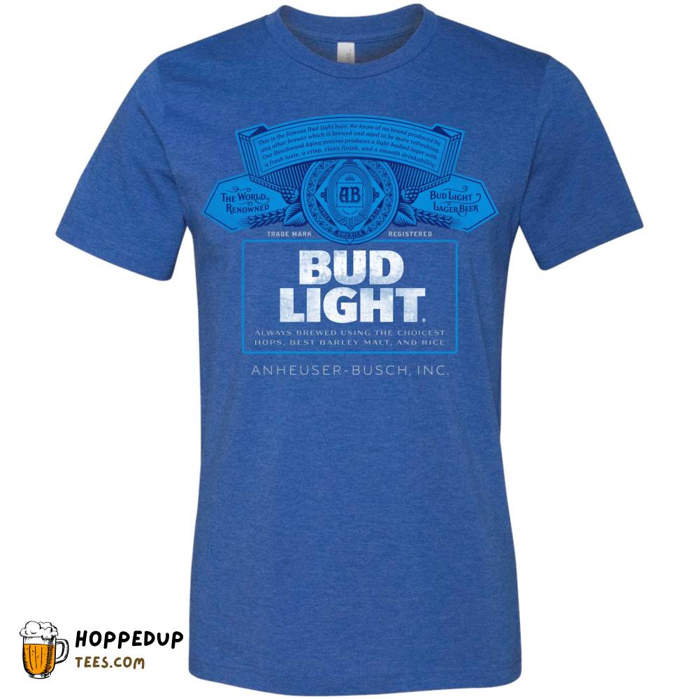 Bud Light Beer Label Heather True Royal Tee HU Bud Light Beer Label Heather True Royal Tee HU