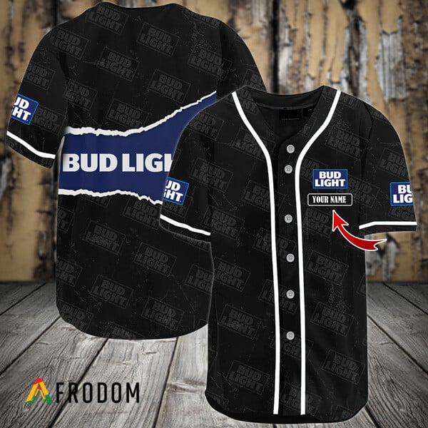 Bud Light Beer Seamless Baseball Jersey Black Personalized HU