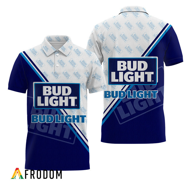 Bud Light Blue And White Diagonal Polo Shirt HU