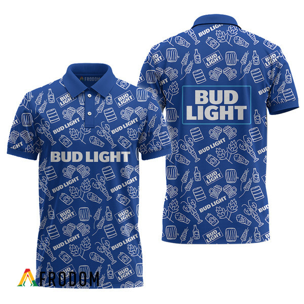 Bud Light Blue Doodle Art Polo Shirt HU
