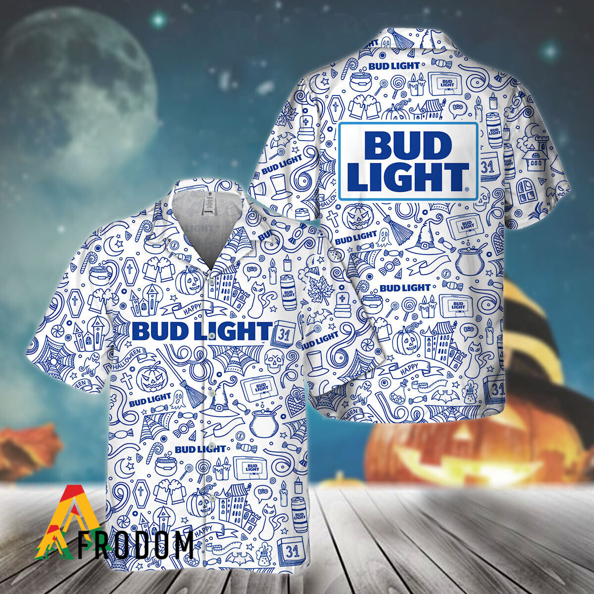 Bud Light Doodle Art Inspired Hawaiian Shirt HU