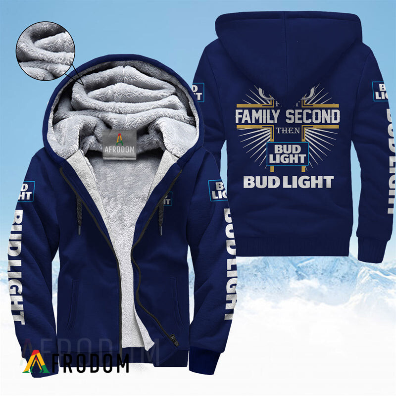Bud Light Fleece ZipUp Themed Hooded Sweatshirt HU