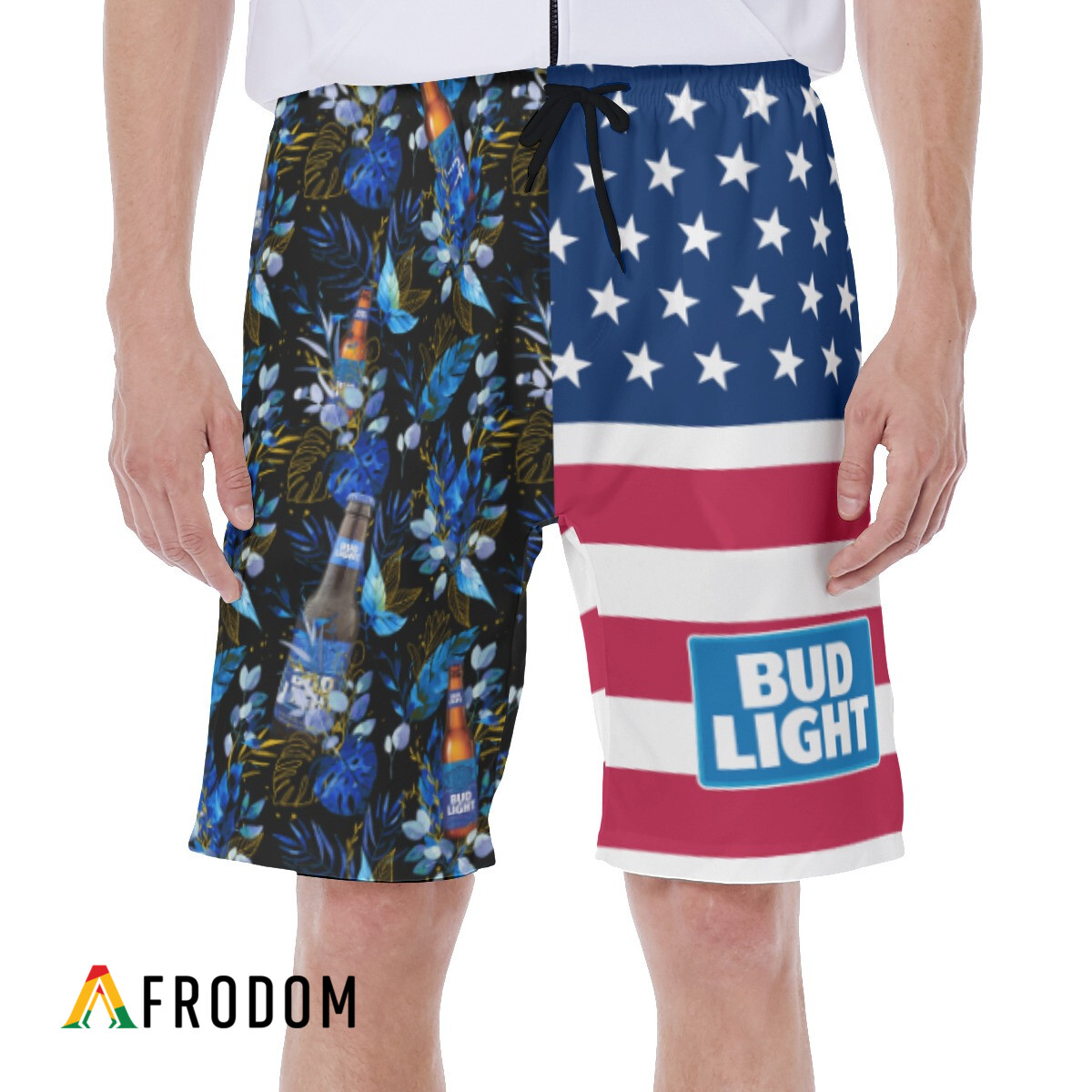 Bud Light Flower American Flag Hawaiian Shorts HU