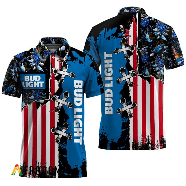 Bud Light Fourth Of July Hawaiian Polo Shirt HU