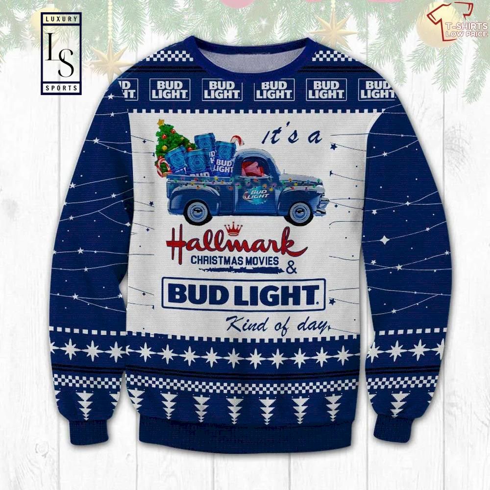 Bud Light Hallmark Christmas Movies Christmas Ugly Sweater HU