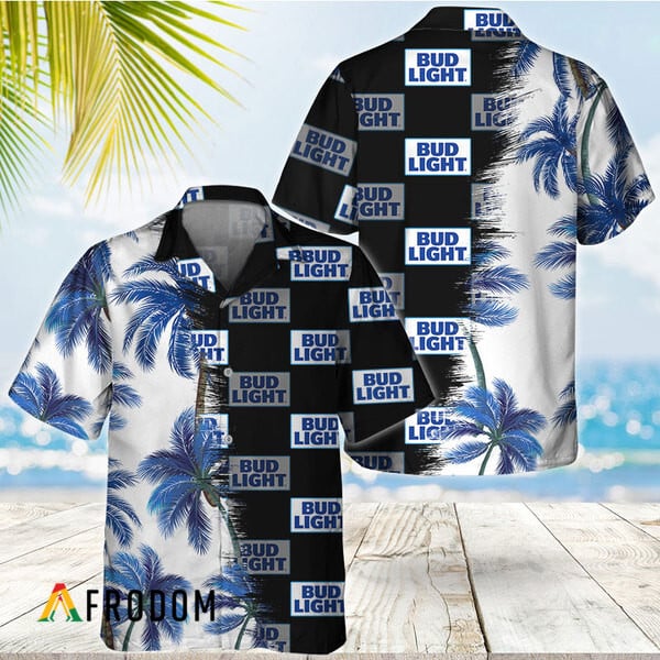 Bud Light Hawaiian Shirt Matched with Black Palm Trees HU