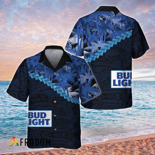 Bud Light Hawaiian Shirt Summer Polynesian Palm Tree Design HU