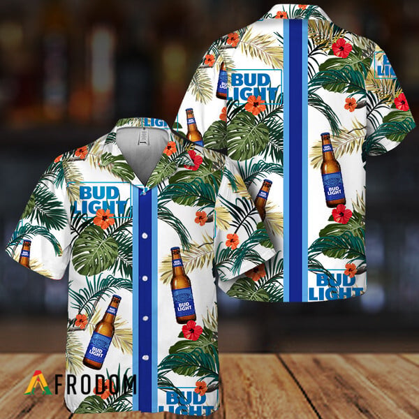 Bud Light Hawaiian Shirt with Tropical Summer Flowers HU