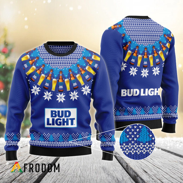 Bud Light Heart Pattern Fair Isle Ugly Sweater HU