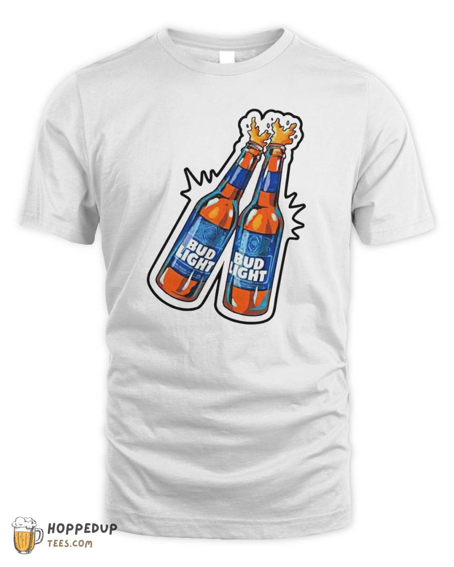 Bud Light Merch Bottles Cheers Backprin Uok T Shirts