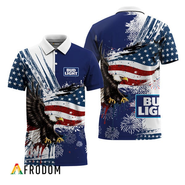 Bud Light Polo With Fourth Of July Eagle Design HU