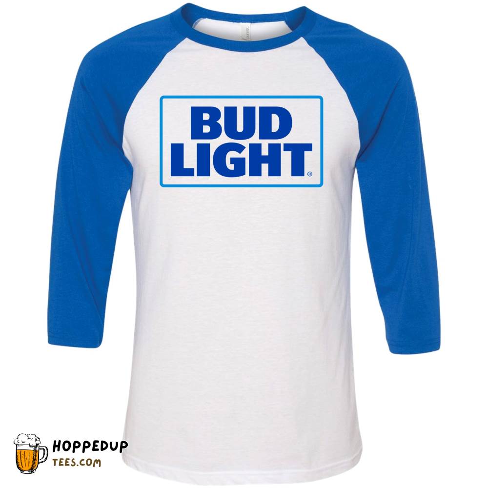 Bud Light Raglan White and Blue Cotton Tee HU