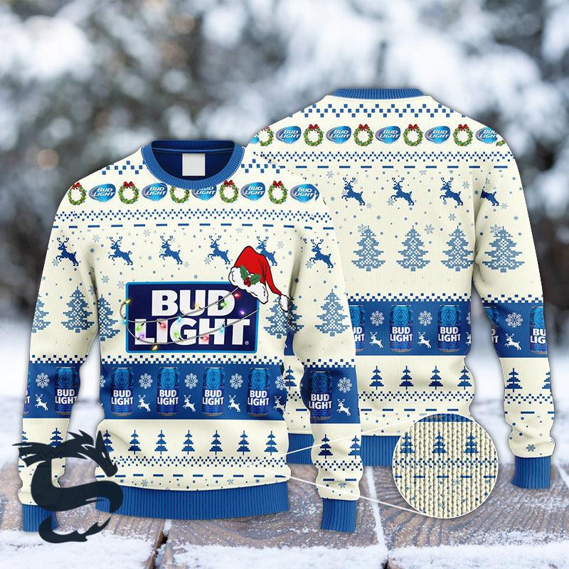 Bud Light Reindeer Snowy Night Ugly Sweater HU