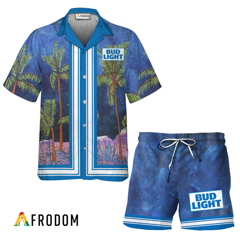 Bud Light Star Print Bermuda Hawaiian Shirt & Shorts Set HU
