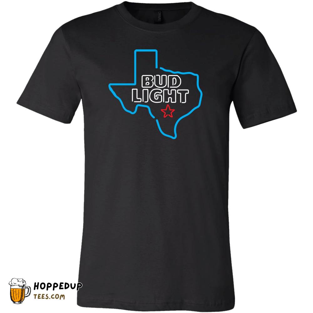 Bud Light Texas Neon Style Graphic Black Tee HU