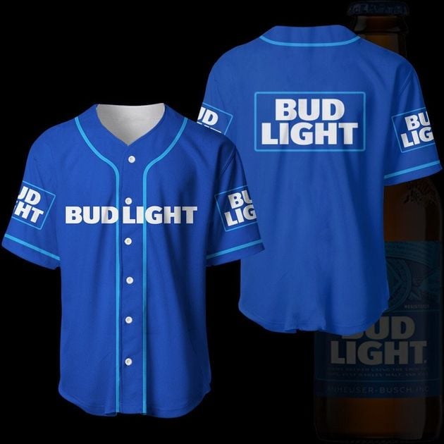 Bud Light Themed Baseball Jersey Shirt Beer Lover HU