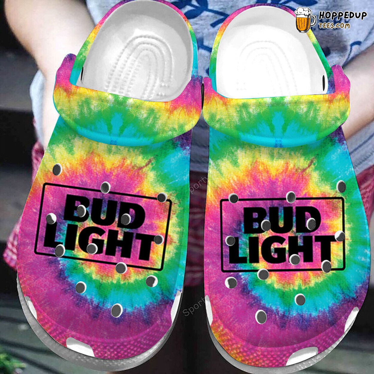 Bud Light Tie Dye Themed Comfortable Unique Clogs Shoes Design
