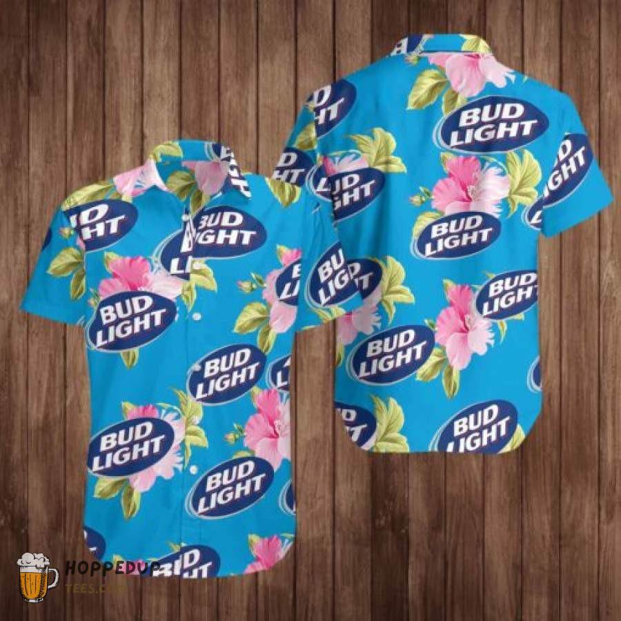 Bud Light Tropical Flower Mens Aloha Shirt