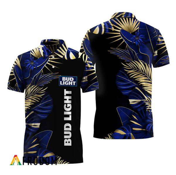 Bud Light Tropical Palm Hawaiian Polo Shirt HU