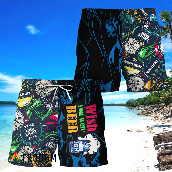 Bud Light Wish You Were Beer Hawaiian Shorts HU