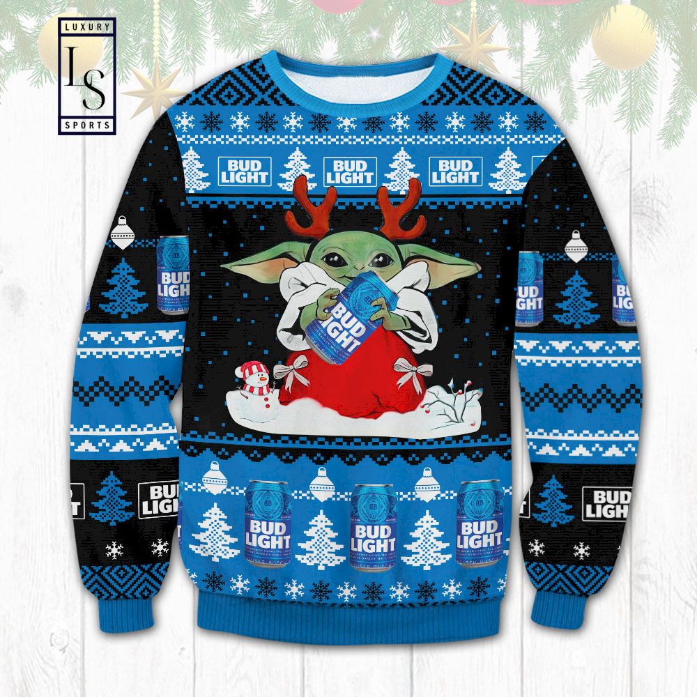 Bud Light Yoda Christmas Ugly Christmas Sweater HU