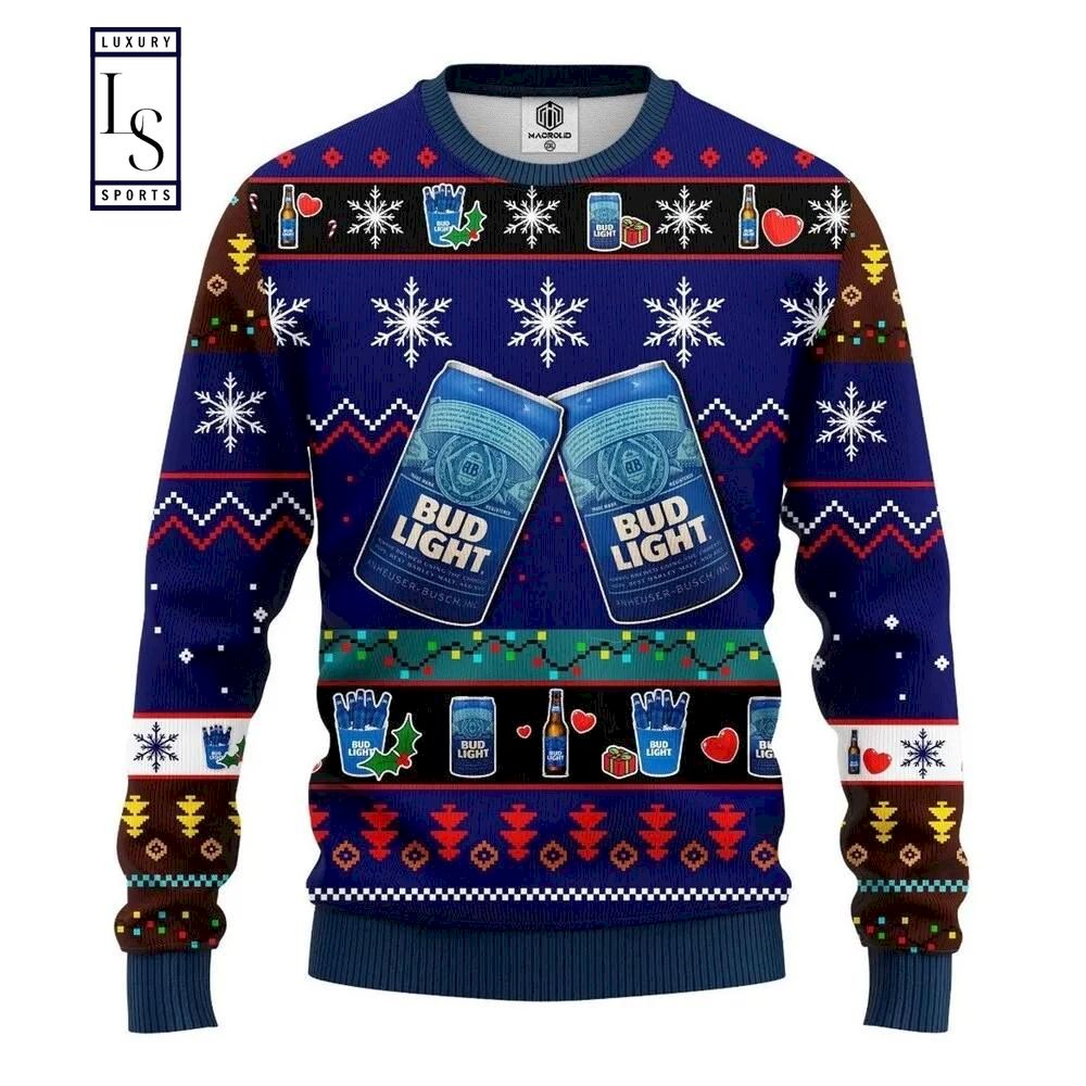 Bud Lights Beer In Xmas Ugly Christmas Sweater HU