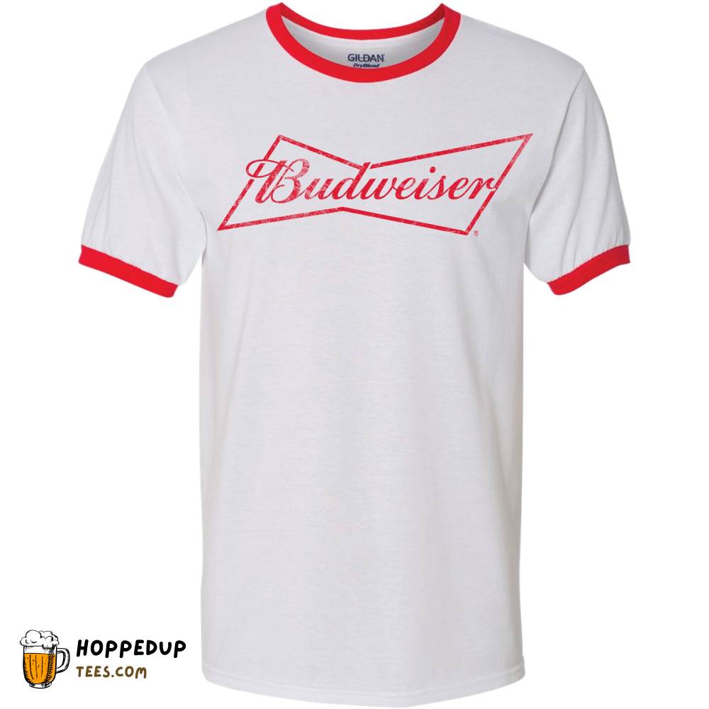 Bud New Distressed White Red Tee Design HU
