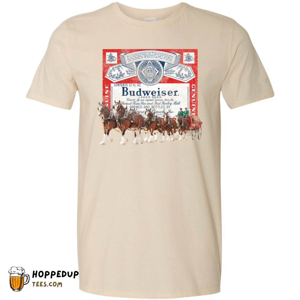 Budweiser 1966 Clydesdales Label Natural Cotton T-Shirt HU