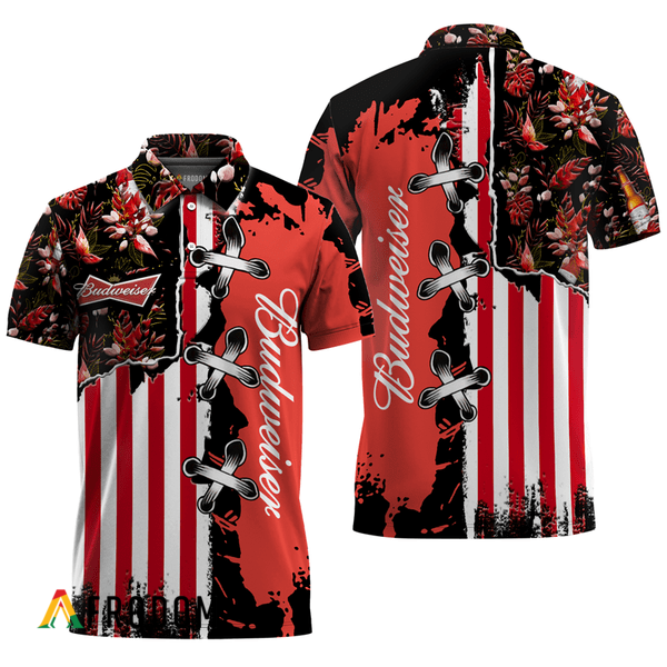 Budweiser Beer Fourth Of July Hawaiian Polo Shirt HU