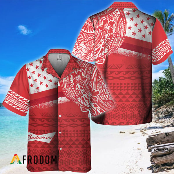 Budweiser Beer Hawaiian Shirt Polynesian Red Design HU