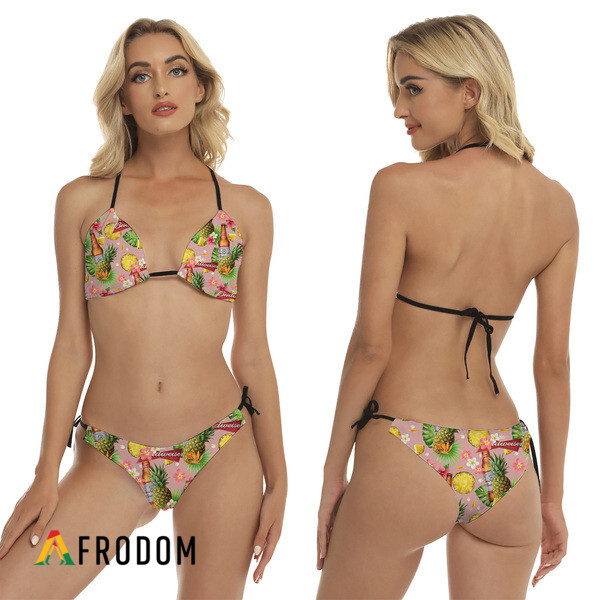 Budweiser Beer Pineapple Aloha Bikini Set Swimsuit Beach HU