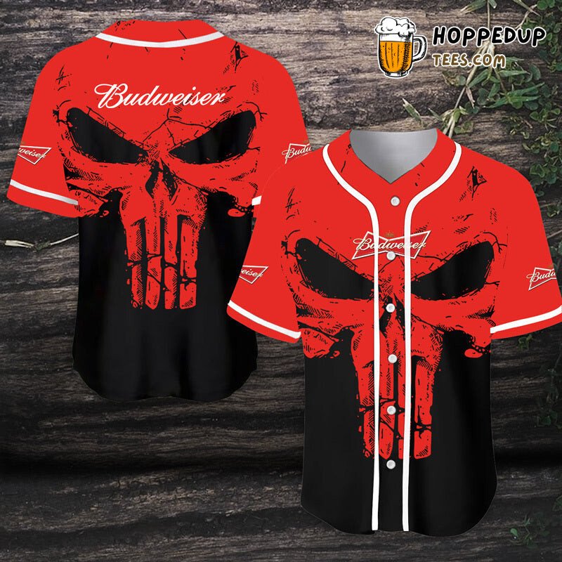 Budweiser Beer Retro Skull Unique Themed Baseball Jersey Design Wear