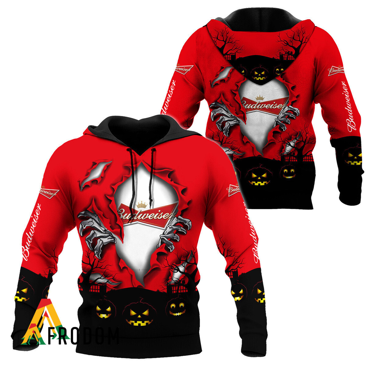 Budweiser Beer Scary Halloween Night Hoodie Set HU