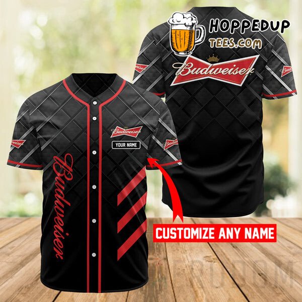 Budweiser Beer Themed Personalized Black Unique Baseball Jersey