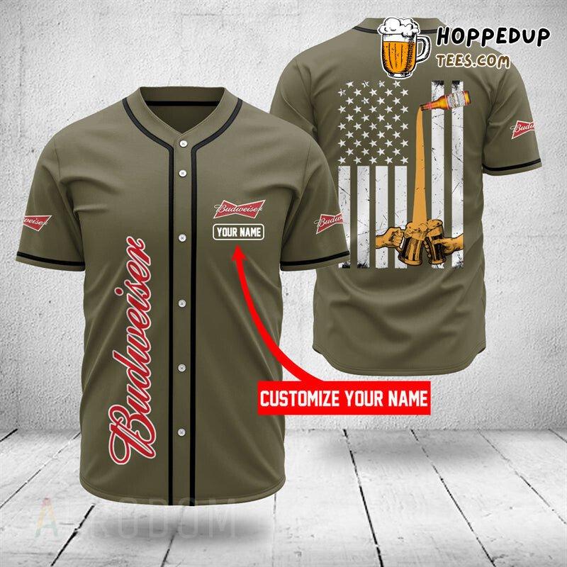 Budweiser Beer Tribute Personalized Baseball Jersey Unique Design