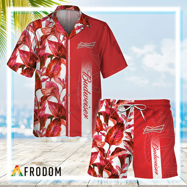 Budweiser Beer Tropical Leaf Hawaiian Shirt And Shorts Set HU