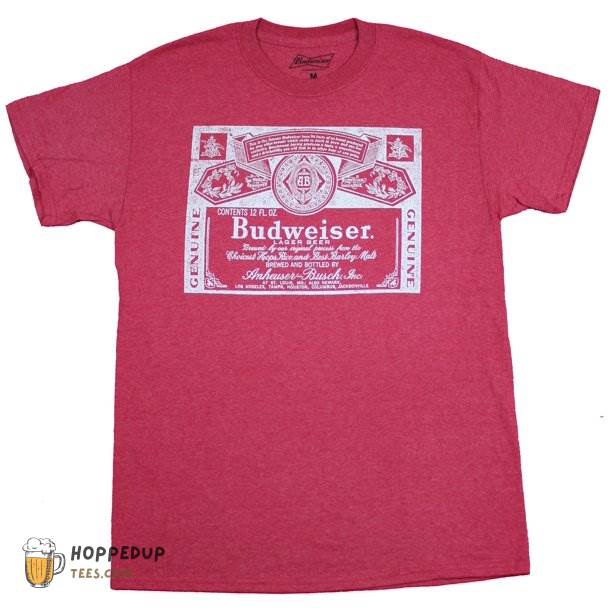 Budweiser Classic Simple White Print Bottle Label Medium Tshirt