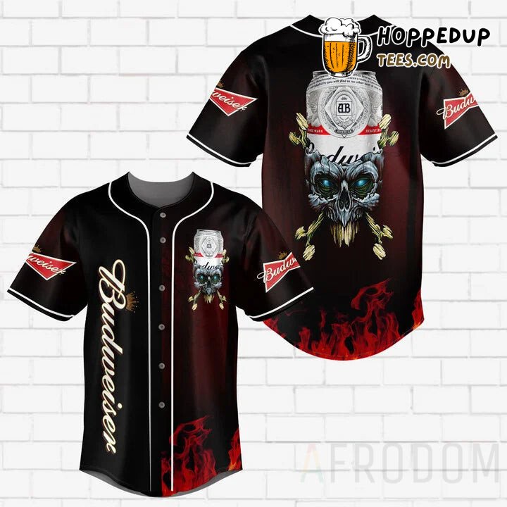 Budweiser Emblematic Skull Design Unique Baseball Jersey Distinct