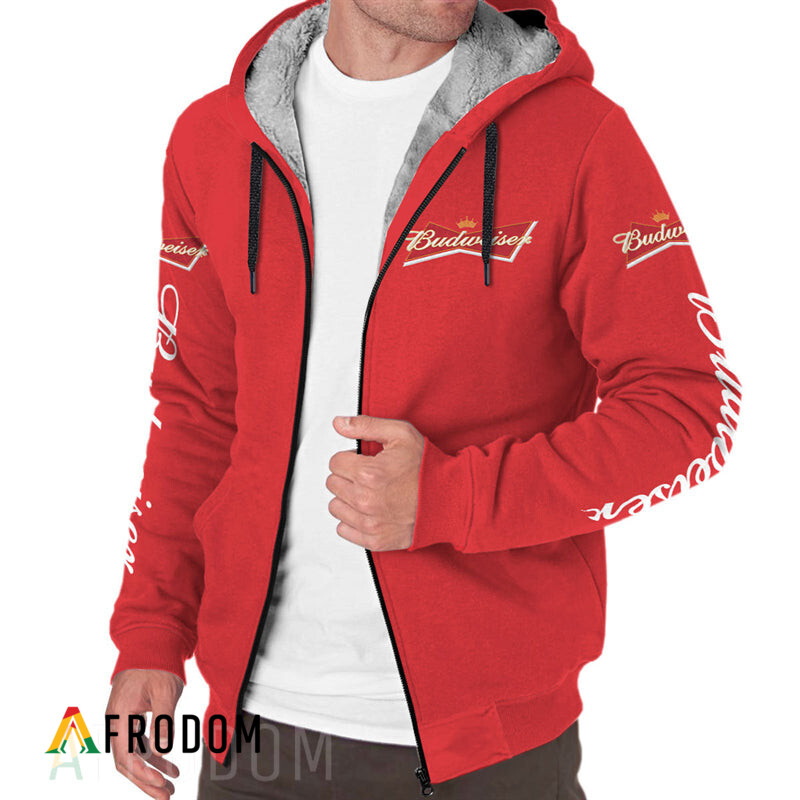 Budweiser Fleece Hoodie with Zip-Up Design HU