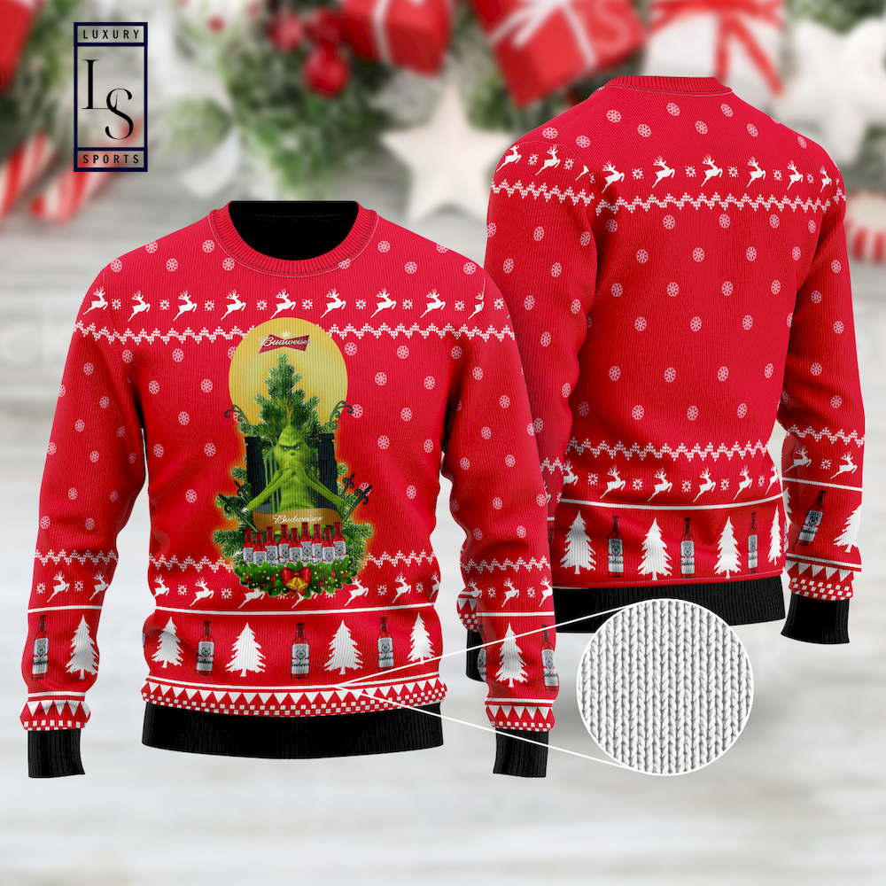 Budweiser Grinch Snow Ugly Christmas Sweater HU