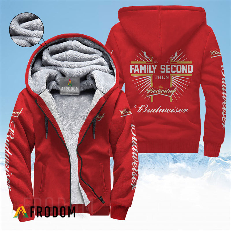 Budweiser Inspired Fleece ZipUp Comfort Hoodie HU