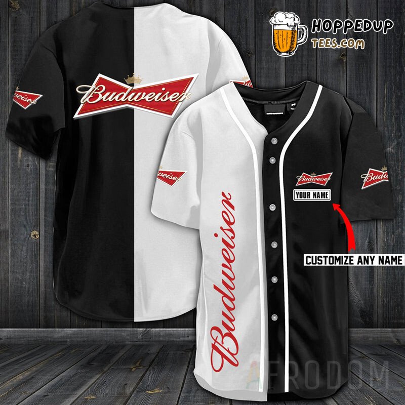 Budweiser King of Beer Theme Baseball Jersey Unique Personalized Design