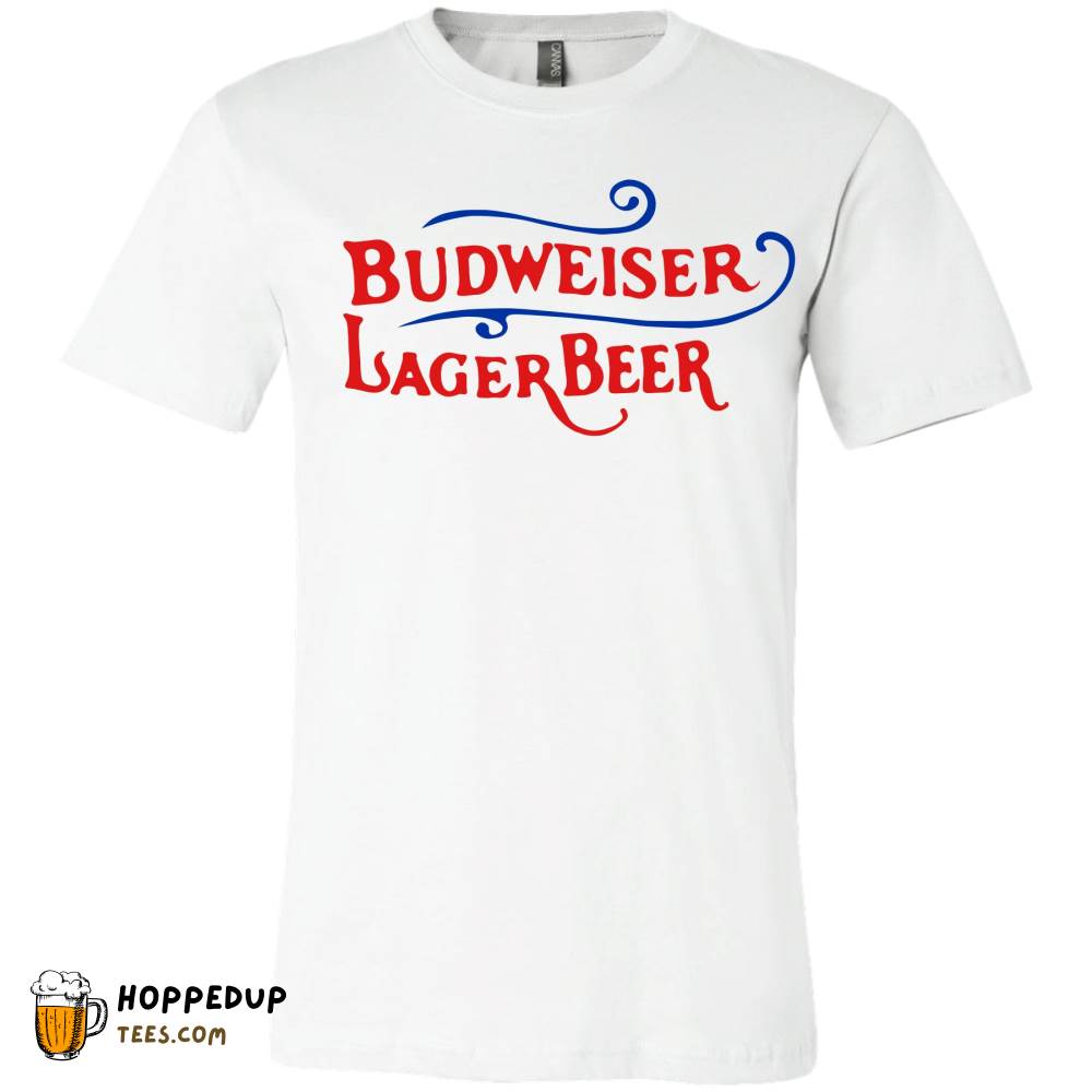 Budweiser Lager Swirl White T-Shirt Design HU Budweiser Lager Swirl White T-Shirt Design HU