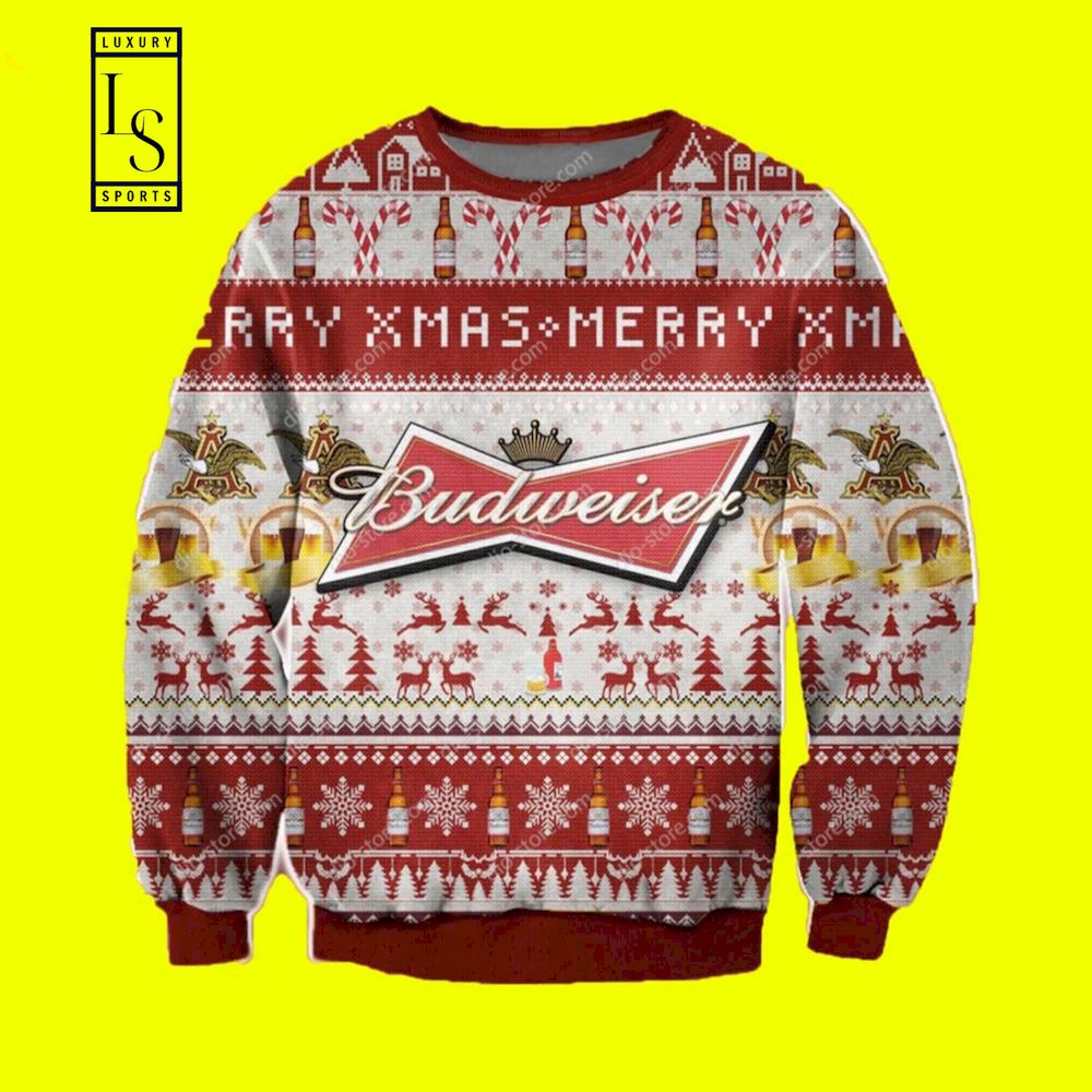 Budweiser Merry Xmas Ugly Christmas Sweater HU